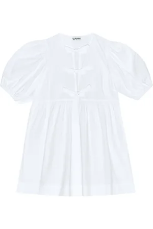Ganni Cotton Poplin Tie String Mini Dress