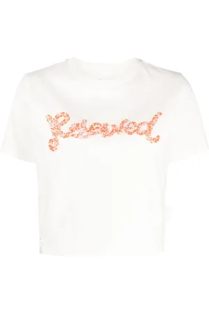 Izzue Reserved beaded cropped T-shirt