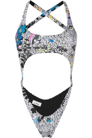 AMIR SLAMA Graphic-print cut-out detailing swimsuit