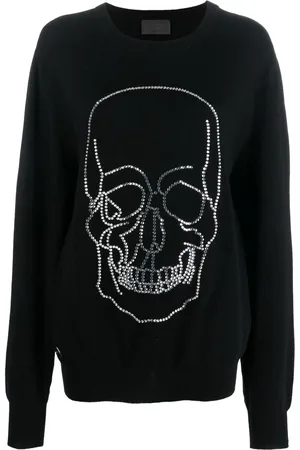 Philipp Plein Studded-skull cashmere pullover