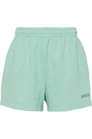 ROTATE Logo-embroidered m??lange shorts