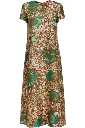 La DoubleJ Swing floral-print silk shirt dress