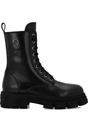 Philipp Plein Hexagon-logo leather boots