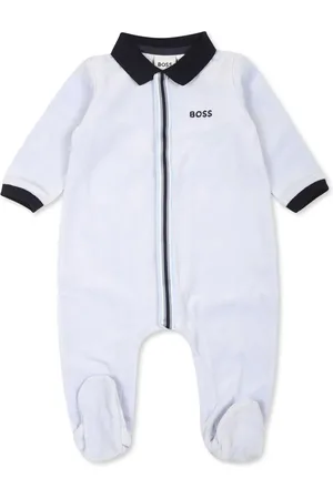 HUGO BOSS Logo embroidered striped babygrow