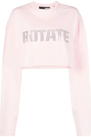 ROTATE Sequin-embellished logo crop top