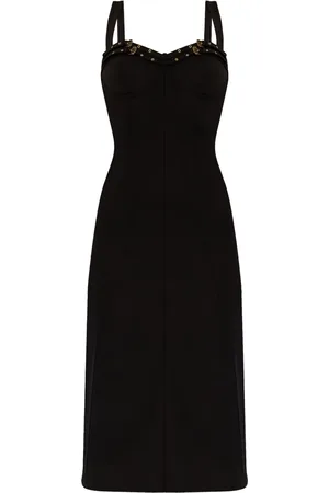 VERSACE Buckled-trim midi dress
