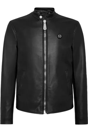 Philipp Plein Logo-patch leather jacket