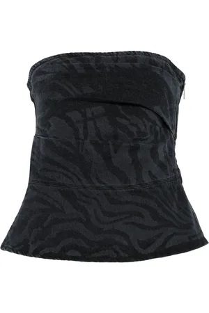 ROTATE Zebra-print denim top