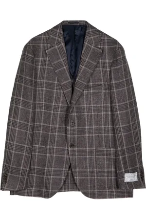MAN ON THE BOON. Tartan single-breasted blazer