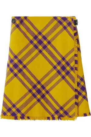 Burberry Check-pattern frayed kilt