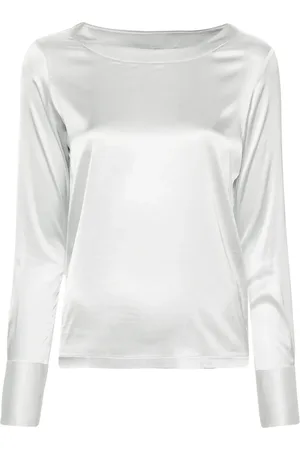 MAZZARELLI Boat-neck satin blouse