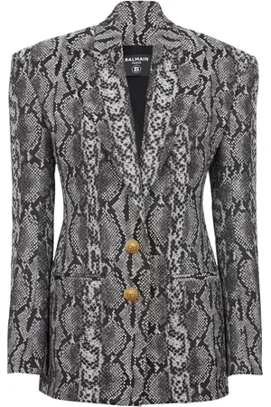 Balmain 2-Button snakeskin-print blazer