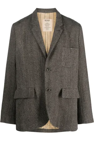UMA WANG Herringbone-pattern single-breasted blazer