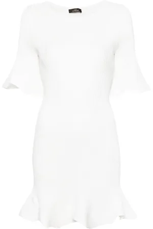 Twin-Set Ribbed-knit flared minidress