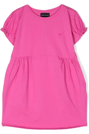 Emporio Armani Embroidered-logo ruched-detail dress