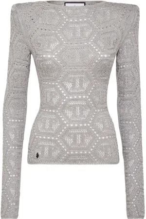 Philipp Plein Logo-embroidered knitted top