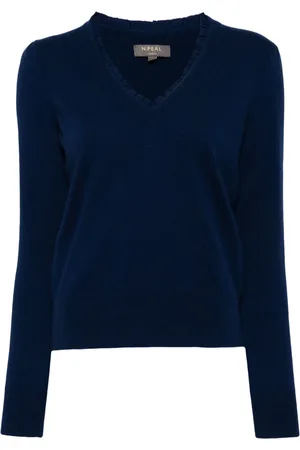 N.PEAL Ruffle-trim cashmere jumper