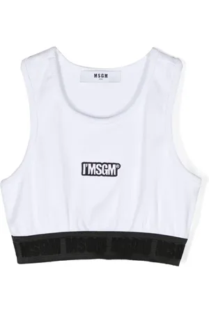 Msgm Logo-patch fine-ribbed cropped top