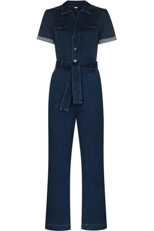 Paige Anessa short-sleeve denim jumpsuit