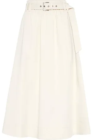 Brunello Cucinelli Belted gabardine midi skirt
