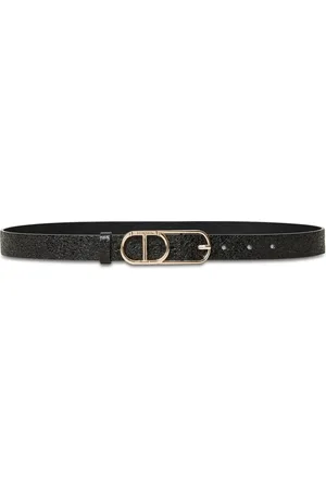 Twin-Set Cracked-effect leather belt