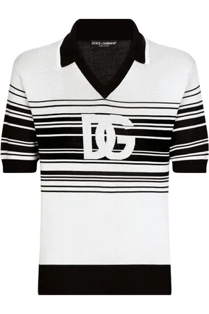 Dolce & Gabbana Stripe-print silk polo shirt