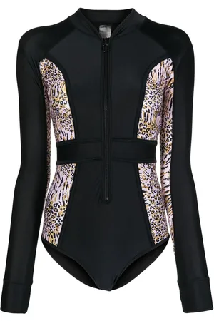 Duskii Long-sleeve leopard-print surf suit