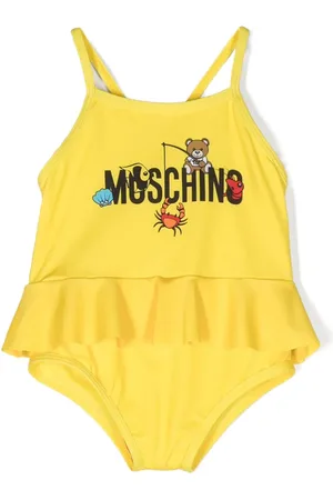 Moschino Logo-print ruffled swimsuit