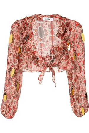 AMIR SLAMA Floral-print cropped blouse
