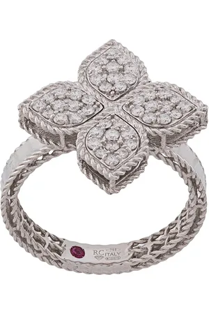 Roberto Coin 18kt white gold Princess Flower diamond and ruby ring