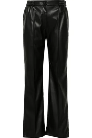 Twin-Set Oval T-plaque faux-leather trousers