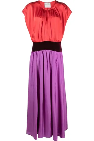 FORTE FORTE Colour-block silk maxi dress