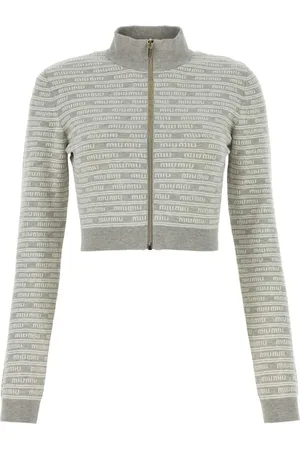 Miu Miu Intarsia-logo cropped cardigan