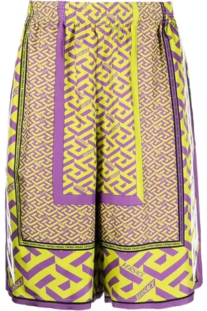VERSACE La Greca-print silk shorts