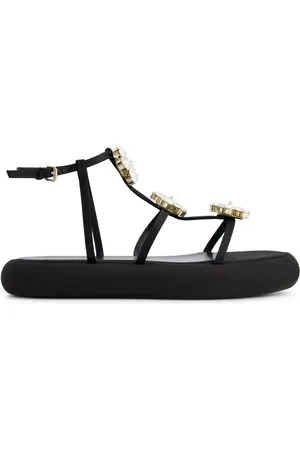 Giambattista Valli Floral-appliqu?? flatform sandals