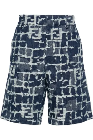Fendi FF-distressed denim shorts