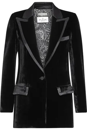 Philipp Plein Contrasting-trim velvet blazer