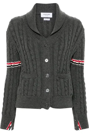 Thom Browne RWB-stripe cable-knit cardigan
