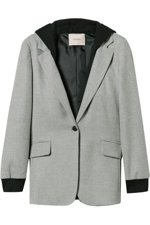 Twin-Set Hooded houndstooth blazer