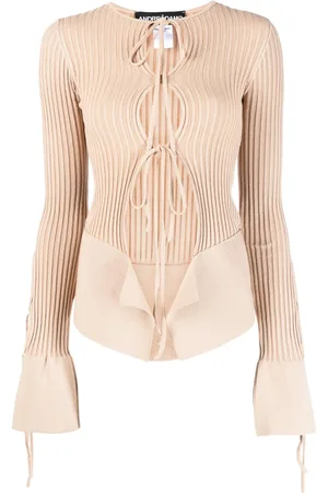 andre damo Tie-fastening long-sleeve knitted top