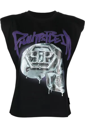 Philipp Plein Skull-print Padded-shoulder tank top