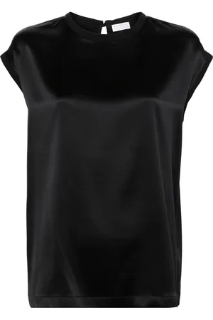 Brunello Cucinelli Beaded-trim satin blouse