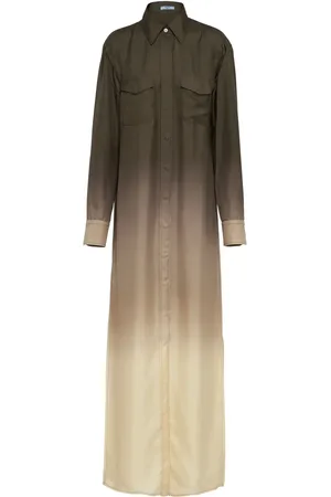 Prada Ombr??-effect silk-twill shirt dress