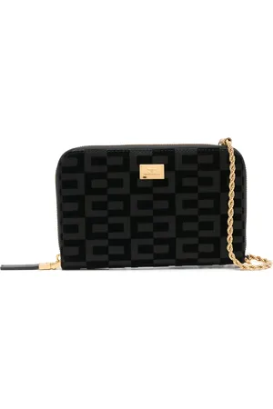 Elisabetta Franchi La Dame flocked-monogram phone pouch