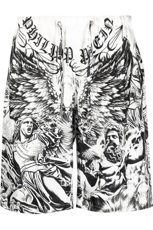Philipp Plein Tattoo-print silk shorts