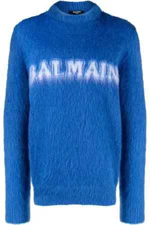 Balmain Logo-print brushed-finish jumper