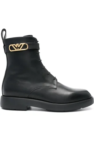 Emporio Armani Eagle-logo leather boots