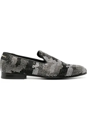 Philipp Plein Embellished camouflage moccasin loafers