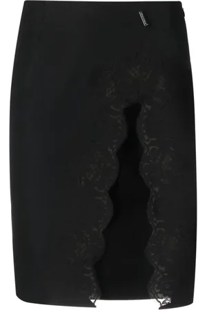 Dsquared2 Lace-detail virgin wool skirt