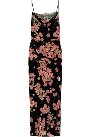 Twin-Set Floral drelvet slip dress